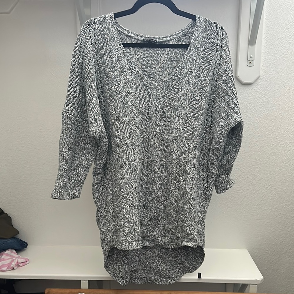 Express Gray V-Neck Sweater